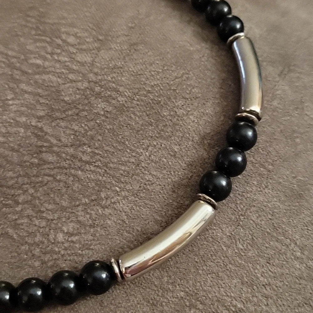 Vtg HANDMADE Acrylic Metal Beaded Gothic Grunge Unisex Necklace